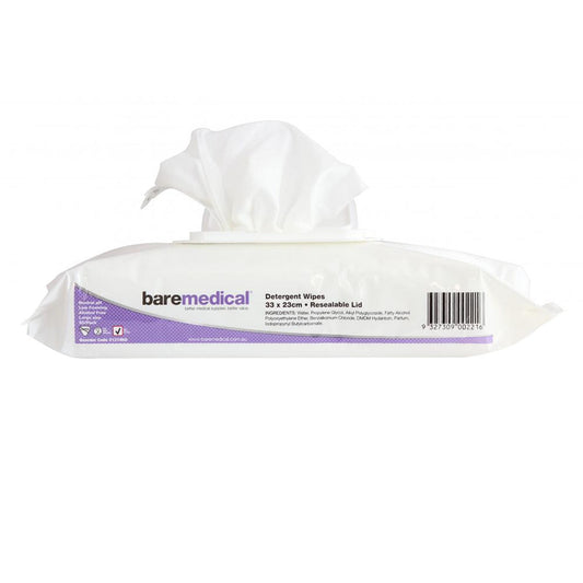 Bare Medical Detergent Wipes (Neutral) 33cm x 23cm