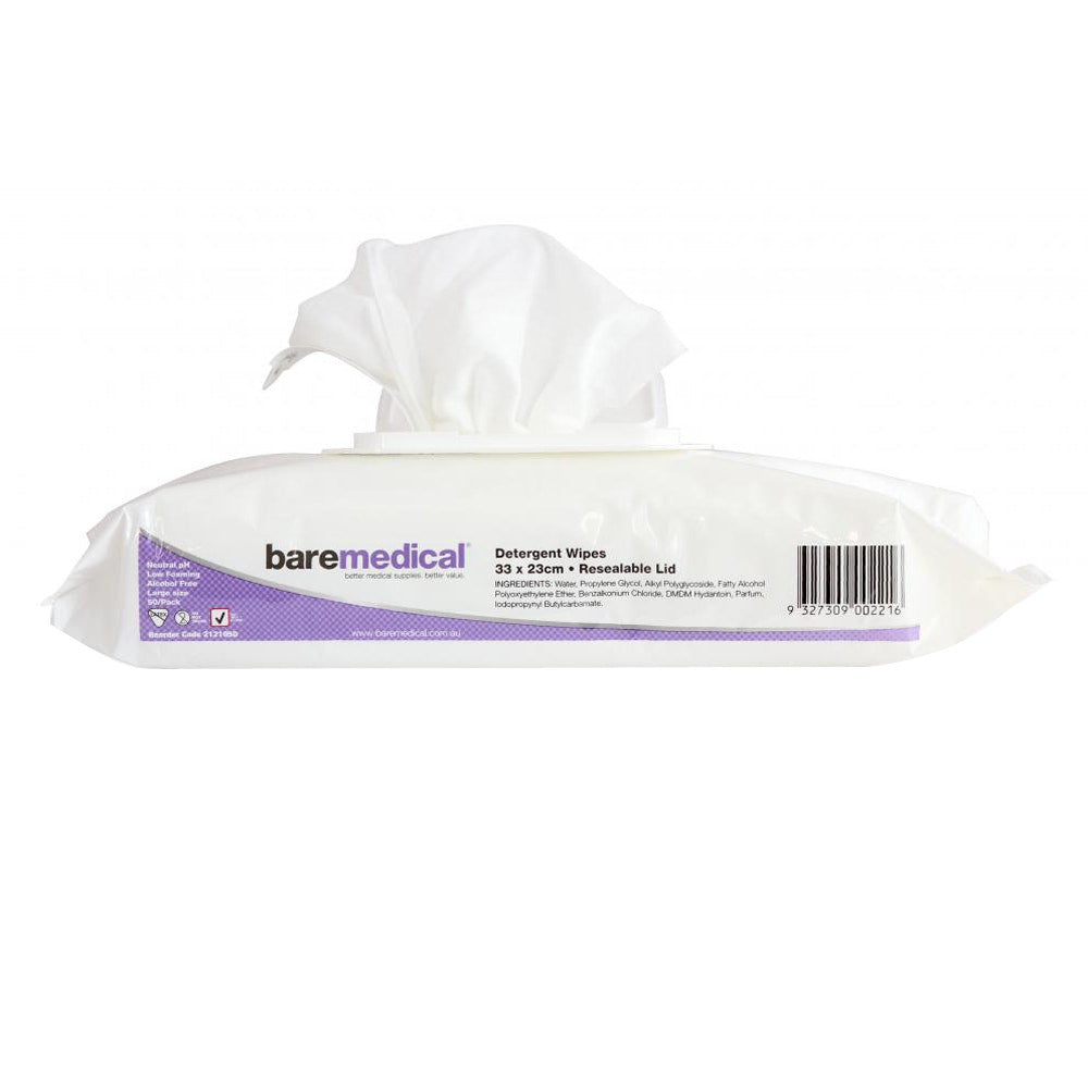 Bare Medical Detergent Wipes (Neutral) 33cm x 23cm