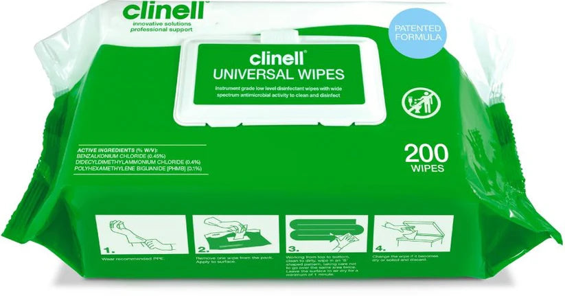 Clinell Universal WipesFlat Pack (200 Wipes)