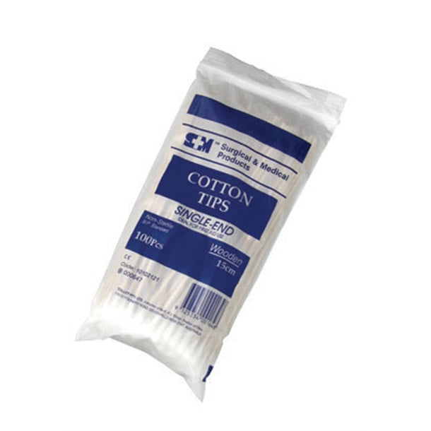 Cotton Tipped Applicators Single-ended, Wooden 15cm
