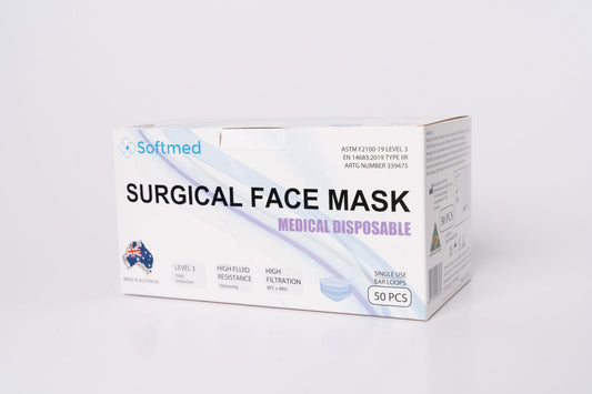 SoftMed Surgical Face Mask 3 Ply Level 3 – Blue (50)